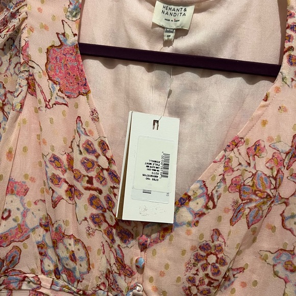 NWT Hemant and Nandita floral button mini dress size XS - Picture 7 of 9